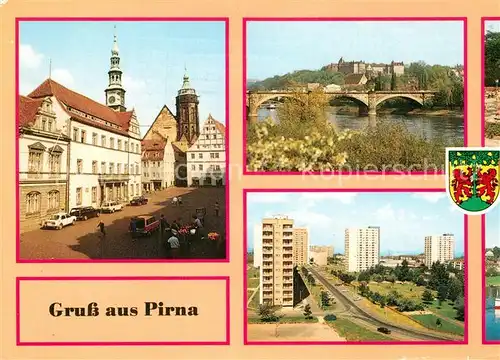 AK / Ansichtskarte Pirna Markt Hochhaeuser Bruecke Kat. Pirna