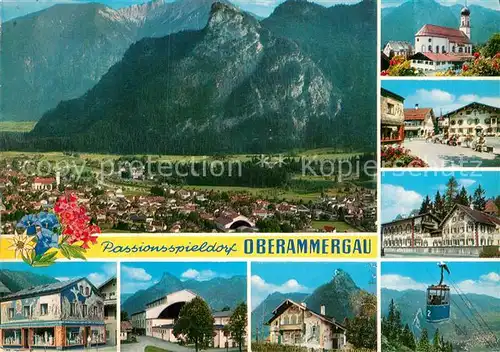 AK / Ansichtskarte Oberammergau Seilbahn Kirche Panorama Kat. Oberammergau
