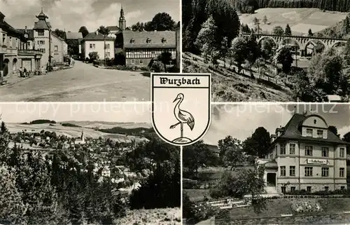 AK / Ansichtskarte Wurzbach Teilansichten Bruecke Kulturhaus Wappen Handabzug Kat. Wurzbach