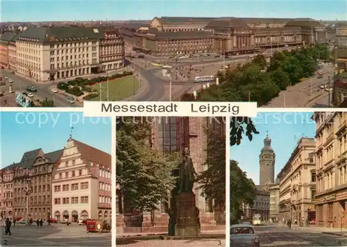 AK / Ansichtskarte Leipzig Hauptbahnhof HOtel Astoria Alte Waage am Markt Denkmal Joh Seb Bach Thomaskirche Turm des Neuen Rathauses Kat. Leipzig