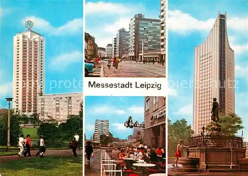 AK / Ansichtskarte Leipzig Wohnhochhaus Wintergartenstrasse Neubauten am Bruehl Milchbar Hochhaus der Karl Marx Universitaet Kat. Leipzig