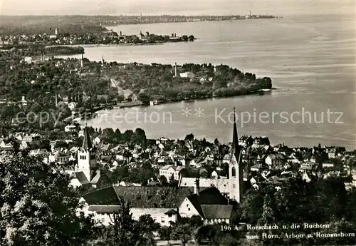 AK / Ansichtskarte Rorschach Bodensee Fliegeraufnahme mit Buchten von Horn Arbon  Kat. Rorschach