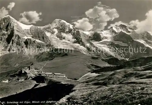 AK / Ansichtskarte Kleine Scheidegg Wengen mit Eiger Moench und Jungfrau Kat. Scheidegg Kleine