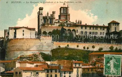 AK / Ansichtskarte Beziers Stadtmauer Kathedrale  Kat. Beziers