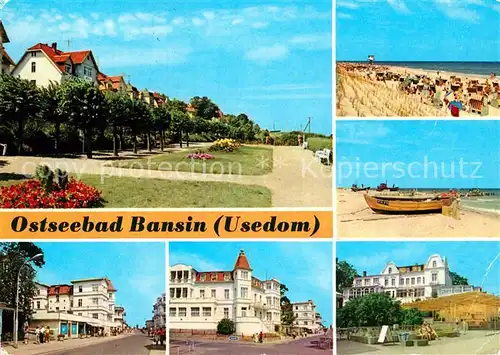 AK / Ansichtskarte Bansin Ostseebad Strandpromenade Karl Marx Str FDGB Erholungsheim Julian Marchiewski Strand Fischerstrand FDGB Erholungsheim Josef Orlopp Kat. Heringsdorf