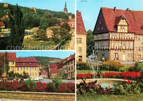 AK / Ansichtskarte Bad Frankenhausen Soleschwimmbad Anger Historischer Fachwerkbau Kat. Bad Frankenhausen