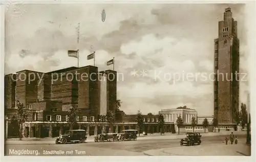 AK / Ansichtskarte Magdeburg Stadthalle mit Turm Kat. Magdeburg