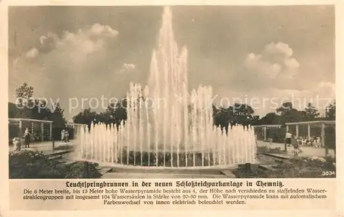 AK / Ansichtskarte Chemnitz Leuchtspringbrunnen Schlossteich Parkanlage Kat. Chemnitz