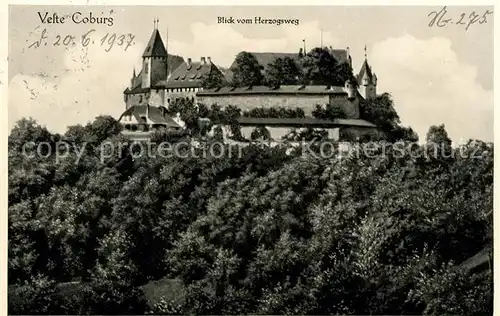 AK / Ansichtskarte Coburg Blick vom Herzogsweg zur Veste Kat. Coburg