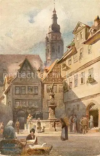 AK / Ansichtskarte Coburg Blick in die Steingasse mit Morizkirche Kuenstlerkarte Kat. Coburg