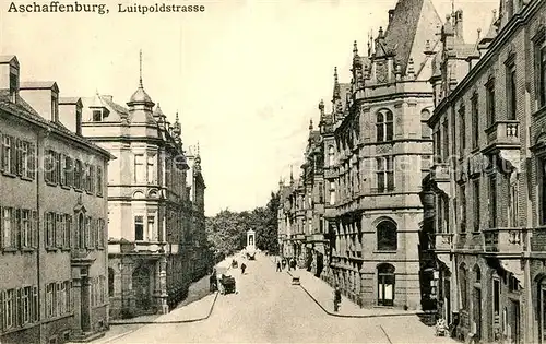 AK / Ansichtskarte Aschaffenburg Main Luitpoldstrasse mit Ludwigsbrunnen um 1907 Kat. Aschaffenburg