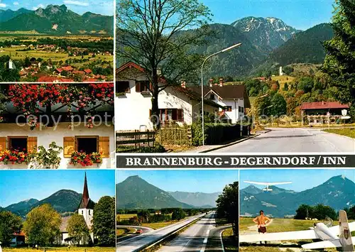 AK / Ansichtskarte Brannenburg Degerndorf Panorama Kirche Dorfstrasse Segelflugplatz Kat. Brannenburg