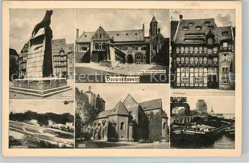 AK / Ansichtskarte Braunschweig Burgloewe Burg Dankwarderode Gildehaus Hafen Dom Weihestaette Kat. Braunschweig