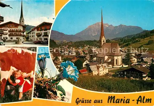 AK / Ansichtskarte Maria Alm Steinernen Meer Gasthof Kirche Kind Kat. Maria Alm am Steinernen Meer