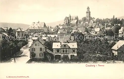 AK / Ansichtskarte Cronberg Taunus Ortsansicht mit Kirche und Schloss Kat. Kronberg Taunus