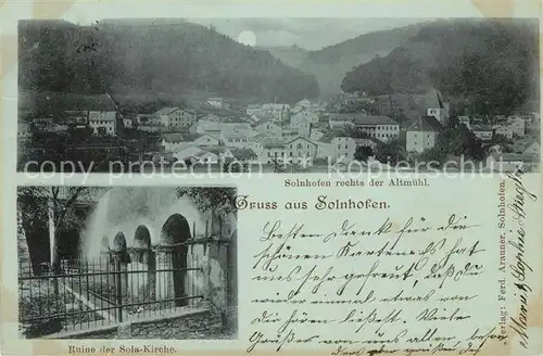 AK / Ansichtskarte Solnhofen Panorama im Mondschein Ruine der Solakirche Kat. Solnhofen