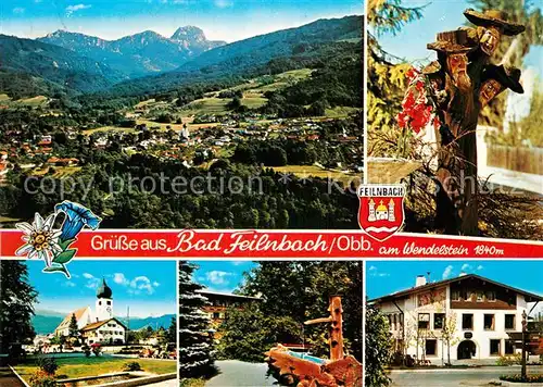 AK / Ansichtskarte Bad Feilnbach Panorama am Wendelstein Kirche Brunnen Gasthaus Kat. Bad Feilnbach