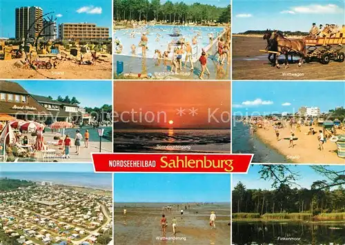 AK / Ansichtskarte Sahlenburg Strand Waldschwimmbad Wattwagen Sonnenuntergang Camping Wattwanderung Finkenmoor Kat. Cuxhaven