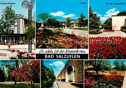 AK / Ansichtskarte Bad Salzuflen Kurpark Eingang Kurhaus Wandelhalle Leopoldsprudel Saline Kurpark Kat. Bad Salzuflen