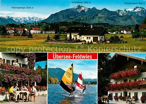 AK / Ansichtskarte Feldwies Chiemsee Kaisergebirge Hochplatte Kampenwand Gasthof Windsurfer Kat. uebersee Chiemsee