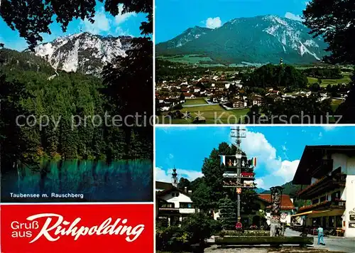 AK / Ansichtskarte Ruhpolding Taubensee mit Rauschberg Panorama Maibaum Kat. Ruhpolding