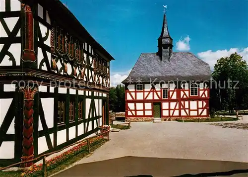 AK / Ansichtskarte Neu Anspach Kirche von Steffenberg Niederhoerlen Schul Rathaus von Dornburg Frickenhofen im Freilichtmuseum Hessenpark Kat. Neu Anspach