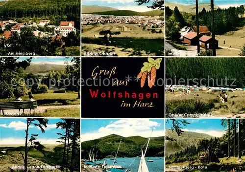 AK / Ansichtskarte Wolfshagen Harz Heimberg Schaedelblick Kurpark Oberer Campingplatz Grane Talsperre Sommerberg Koete Kat. Langelsheim