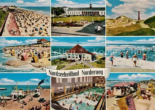 AK / Ansichtskarte Norderney Nordseebad Strandpartien Leuchtturm Strandpartien Schiffsanlegestelle Wellenbad Kat. Norderney