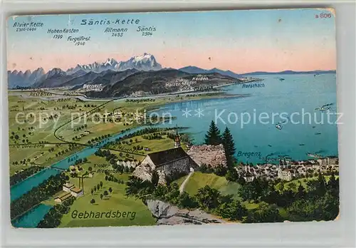 AK / Ansichtskarte Gebhardsberg Vorarlberg Panorama mit Bodensee und Saentiskette Kat. Bregenz