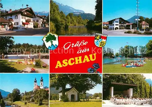 AK / Ansichtskarte Aschau Chiemgau Freibad Konzertbuene Kapelle Kat. Aschau i.Chiemgau