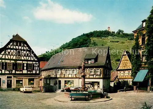 AK / Ansichtskarte Heppenheim Bergstrasse Markt mit Brunnen und Schlossberg Kat. Heppenheim (Bergstrasse)