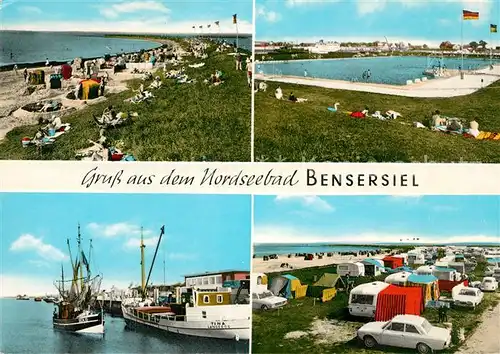 AK / Ansichtskarte Bensersiel Nordseebad Strand Schwimmbad Fischkutter Campingplatz