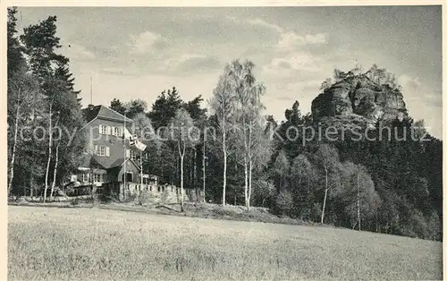 AK / Ansichtskarte Schoena Bad Schandau Deutsche Jugendherberge am Zirkelstein Felsen Elbsandsteingebirge