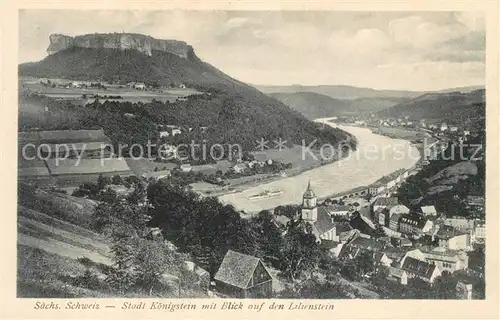 AK / Ansichtskarte Koenigstein Saechsische Schweiz Panorama Blick auf den Lilienstein Tafelberg Elbsandsteingebirge Kat. Koenigstein Saechsische Schweiz