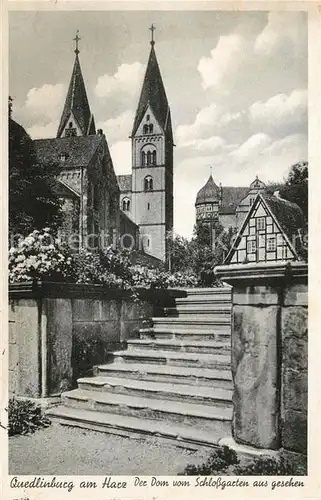 AK / Ansichtskarte Quedlinburg Dom vom Schlossgarten aus gesehen Kat. Quedlinburg