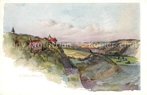 AK / Ansichtskarte Dornburg Saale 3 Schloesser Aquarell Hartwig Kat. Dornburg Saale