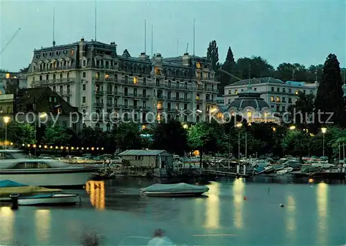 AK / Ansichtskarte Lausanne Ouchy Hotel Beau Rivage Nachtaufnahme Kat. Lausanne