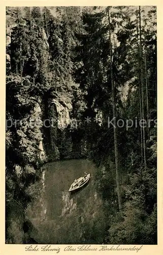 AK / Ansichtskarte Hinterhermsdorf Obere Schleuse Felsen Elbsandsteingebirge Kat. Sebnitz