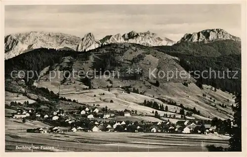 AK / Ansichtskarte Buching Gesamtansicht mit Alpenpanorama Allgaeuer Alpen Kat. Halblech