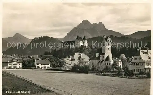 AK / Ansichtskarte Fuessen Allgaeu Blick zum Saeuling Allgaeuer Alpen Schloss Kat. Fuessen
