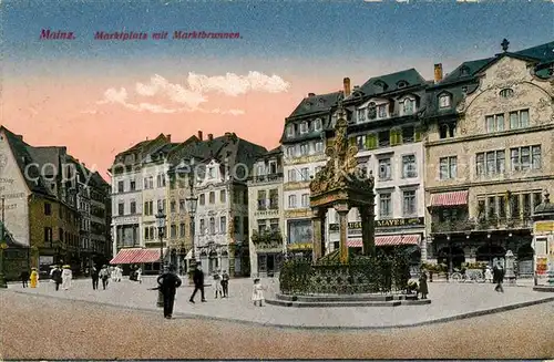 AK / Ansichtskarte Mainz Rhein Marktplatz mit Brunnen