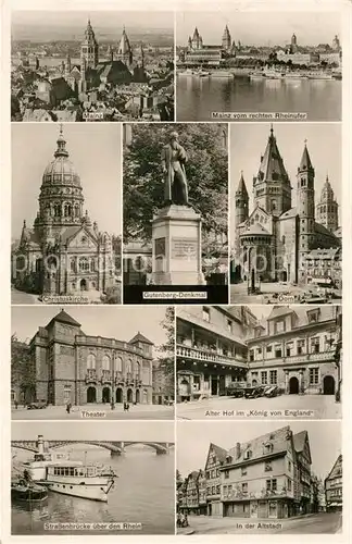 AK / Ansichtskarte Mainz Rhein Rheinufer Gutenberdenkmal Christuskirche Dom Theater Rheinbruecke