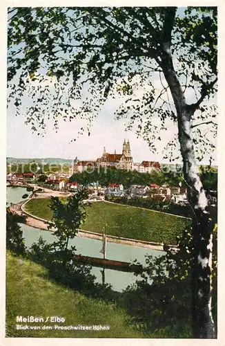 AK / Ansichtskarte Meissen Elbe Sachsen Blick von den Proschwitzer Hoehen Dom Kat. Meissen