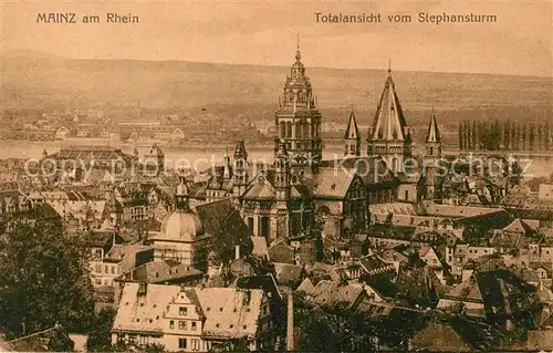 AK / Ansichtskarte Mainz Rhein Blick vom Stephansturm