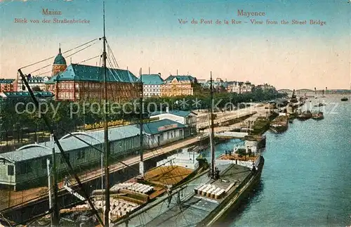 AK / Ansichtskarte Mainz Rhein Blick von Rheinbruecke Anlegestellen