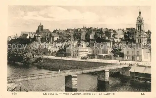 AK / Ansichtskarte Le Mans Sarthe Vue panoramique sur la Sarthe Pont Cathedrale Kat. Le Mans