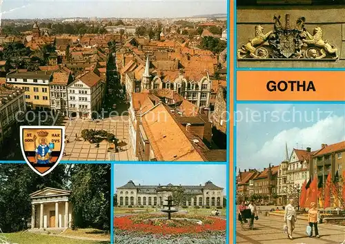 AK / Ansichtskarte Gotha Thueringen Wappen Rathaus Dorischer Tempel Park Orangerie Neumarkt Kat. Gotha