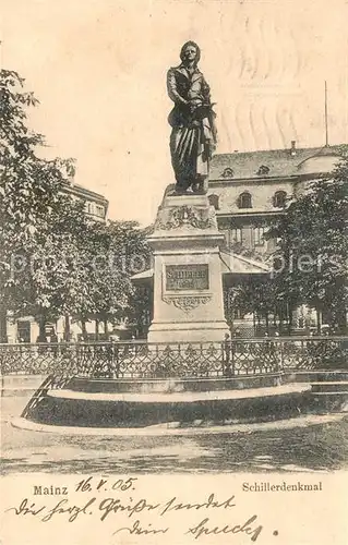 AK / Ansichtskarte Mainz Rhein Schillerdenkmal