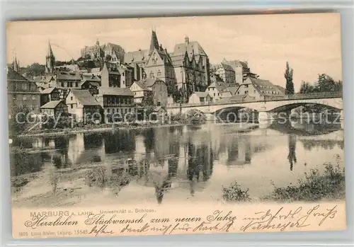 AK / Ansichtskarte Marburg Lahn Universitaet und Schloss Lahnbruecke Kat. Marburg