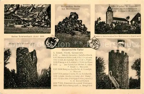 AK / Ansichtskarte Reichenbach Odenwald Ruine Reichenbach Grosse Stene Alte Klosterkirche Schlossturm Kat. Lautertal (Odenwald)